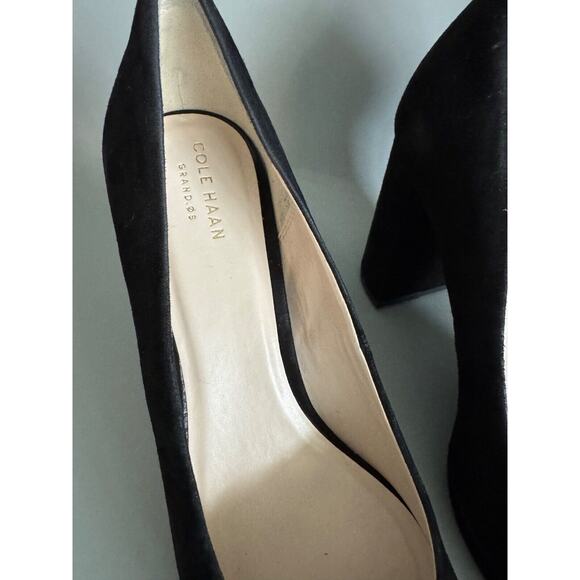 Cole Haan Women's Renner Grand Pump Black Suede Block Heel Round Toe Size 9.5 - Picture 9 of 11